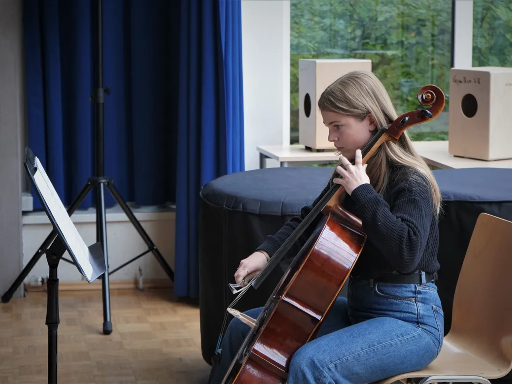 Nahaufnahme einer Person, die Violine spielt